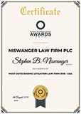 Certificate | Global Business Insight Awards | Niswanger Law Firm PLC | Stephen B. Niswanger